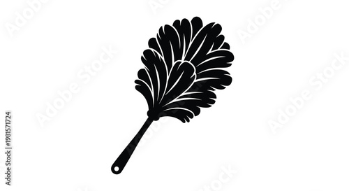 A black silhouette illustration of a traditional feather duster