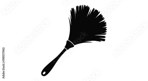 A black silhouette of a feather duster with a long handle
