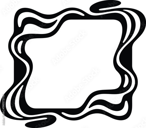 Black wavy squiggle border creates playful distorted square decorative frame.