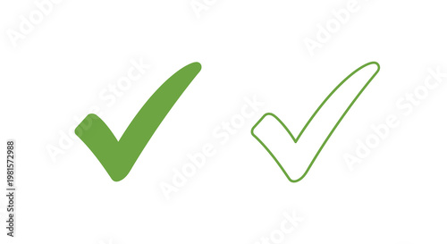 Two check marks one colored green and the other outlined in black