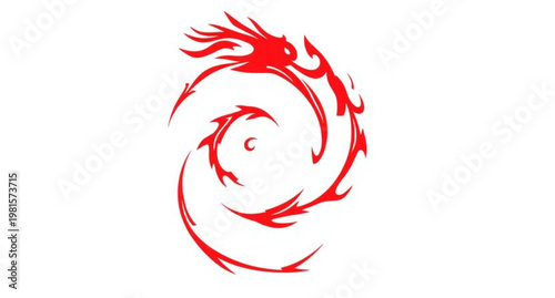 Tribal tattoo style vector illustration of a red fire rooster bird isolated on white background with floral ornament swirls and nature elements for a logo design symbol