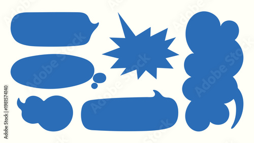Blue comic speech bubbles collection vector
