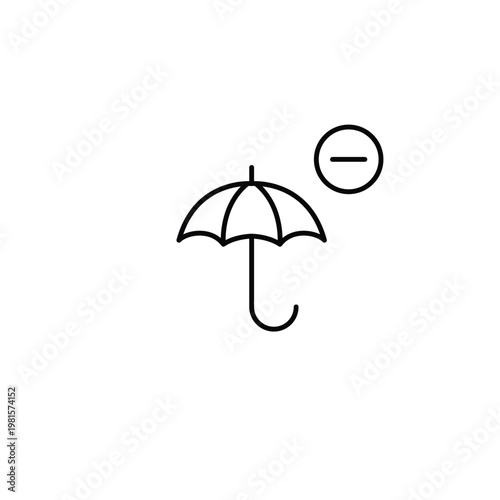 Umbrella minus. Shelter or insurance policy unavailable. Pixel perfect, editable stroke vector icon