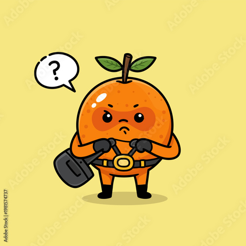 Confused Orange Superhero with a Hammer - A Cartoon Illustration.