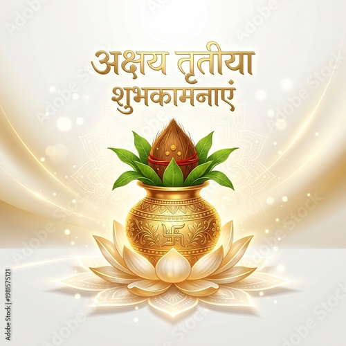 Prosperity Concept for Akshaya Tritiya with Gold Kalash