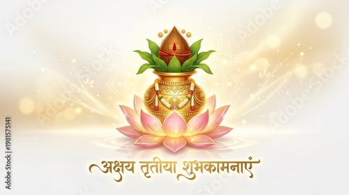 Prosperity Concept for Akshaya Tritiya with Gold Kalash