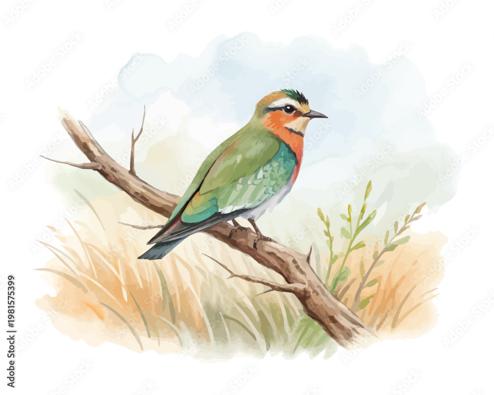 Obraz premium Watercolor Lapwing Bird Illustration, Meadow Bird Clipart vector isolated on white background