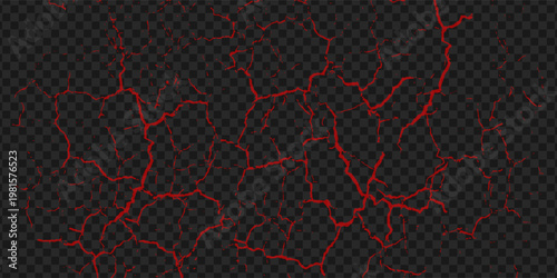 Ground cracks, breaks on land surface from earthquake isolated on transparent background. Vector realistic set of fissure in ground, crevices from disaster or drought, black fractures top view