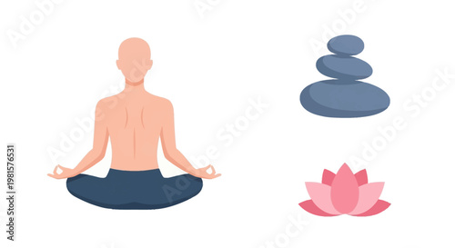 Man meditating in lotus position.