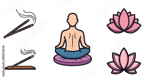 Man meditating in lotus position.
