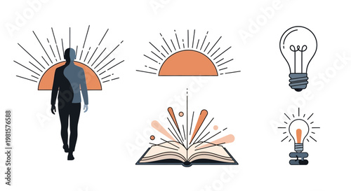 Man with sun behind him walking.