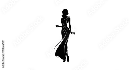 Elegant Woman Silhouette Evening Gown Fashion Glamour