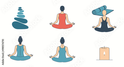 Women in yoga poses meditation.