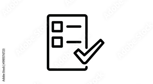 Checklist icon with checkmark, task completion, survey, or to-do list concept
