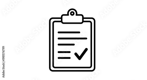 Clipboard with Checklist and Check Mark Icon - Task Completion and Success