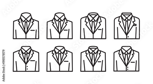 Modern Business Suit Icons Set for Professional Appearance Representation