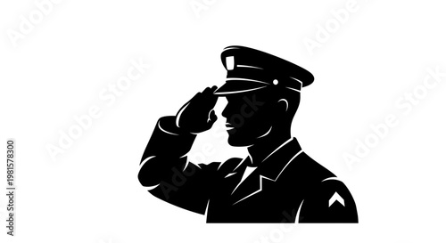 Military officer saluting, silhouette, uniform, respect, honor, patriotism, service