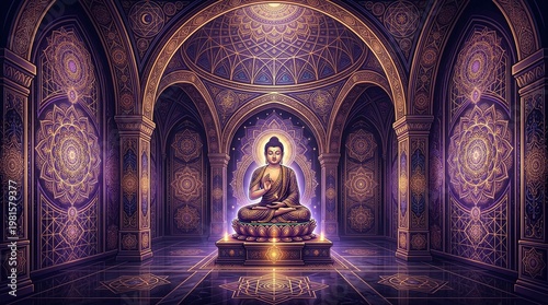 Vesak Day Spiritual Illustration with Buddha Meditation Pose