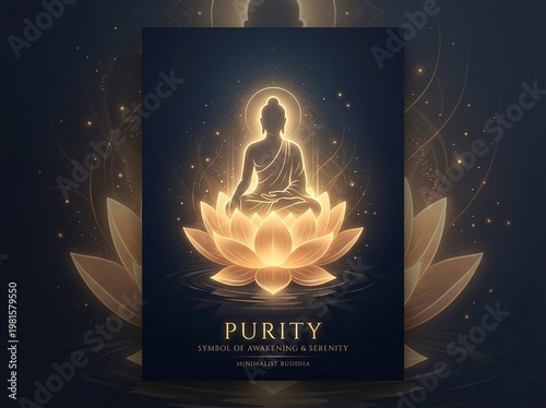 Vesak Festival Background with Meditation Buddha and Glow Effect