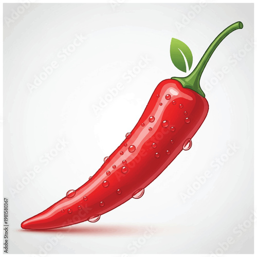 Red Chili Pepper with Water Droplets.