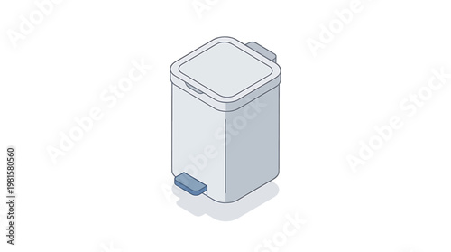 Isometric trash bin with foot pedal for waste disposal, a clean and modern design for household or office use