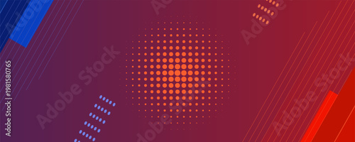 Elegant sport background with geometric style. Geometric background. Blue red background