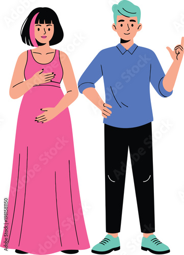 Expectant couple sharing a joyful moment together outside