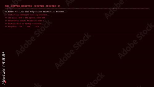 Red Server Monitor Critical Alert Cooling Protocol Data Integrity Digital Concept.