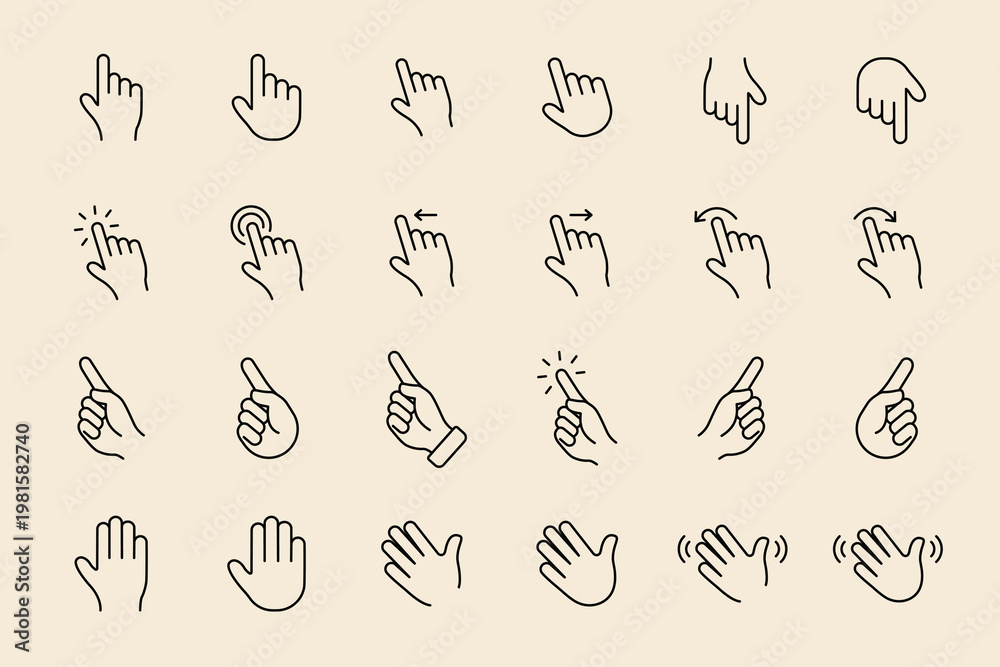 Fototapeta premium Hand gesture icon set vector