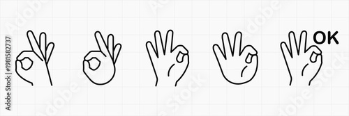 Hand gestures expressing approval icon vector set