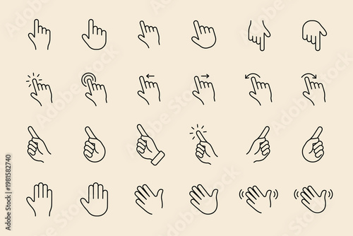 Hand gesture icon set vector
