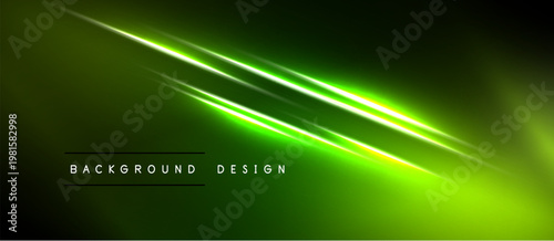 Abstract green background. Diagonal lines create dynamic light effect. Text reads background design. Simple, modern aesthetic.