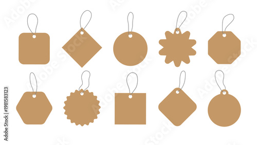 Set of blank kraft tags vector set