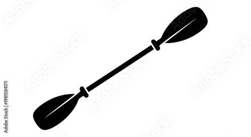 Black Kayak Paddle Icon Isolated on White Background, Water Sports Equipment Vector