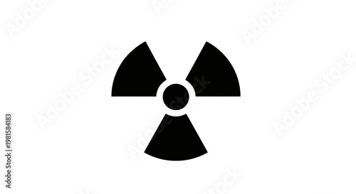 Black radioactive hazard symbol on white background