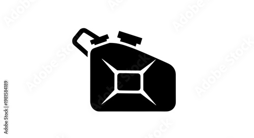 Black silhouette of a jerrycan on a white background, fuel container icon