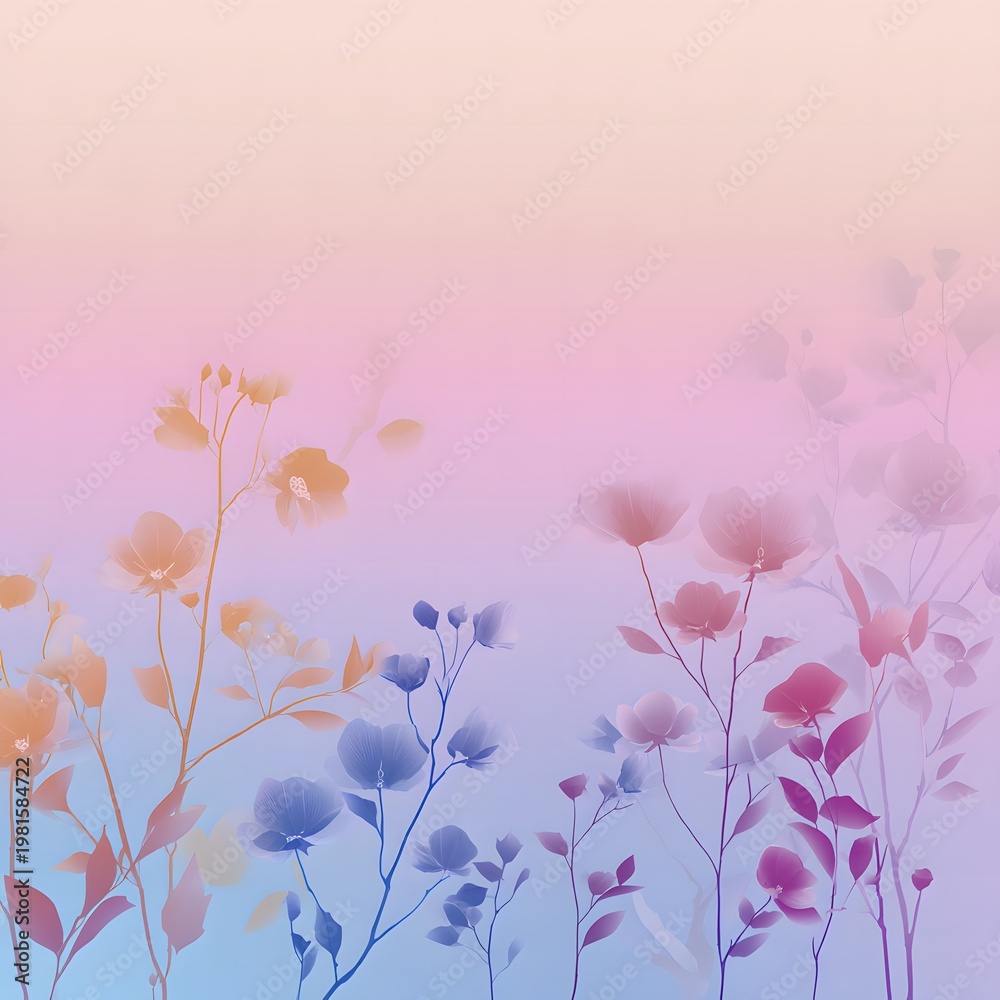 Fototapeta premium Soft Pastel Background Featuring Minimal Floral Silhouettes