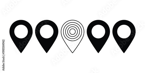 Location pin map marker place pointer gps icon vector flat design symbols for navigation tracking and travel use