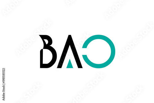 Modern BAO Logo Design in Black and Teal, Minimalist Geometric Branding Identity Concept