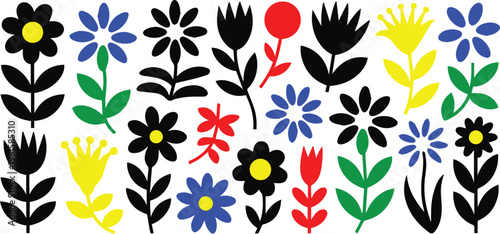 Flower border and frame motifs for packaging and print