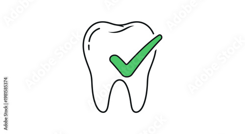 Healthy Tooth Check Mark Icon - Dental Care and Hygiene Symbol