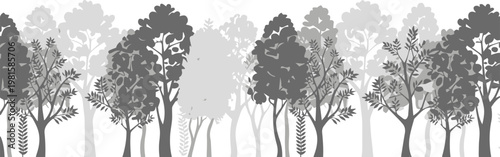 Bare tree branches and forest silhouettes