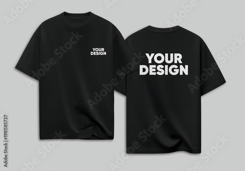 A black t-shirt with a blank design on the front and back