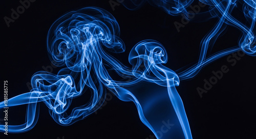 Abstract Smoke Light Effect. glowing swirl, energy flow, blue flame