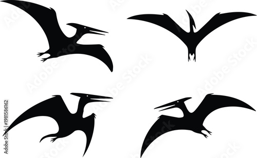 Four pterosaur poses for reference