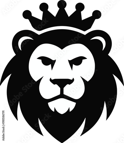 Lion head crown tattoo and sticker motif