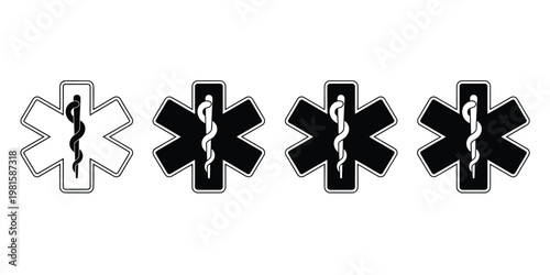 Medical star of life icon emergency alert emt ems nurse doctor symbols vector illustration for healthcare design