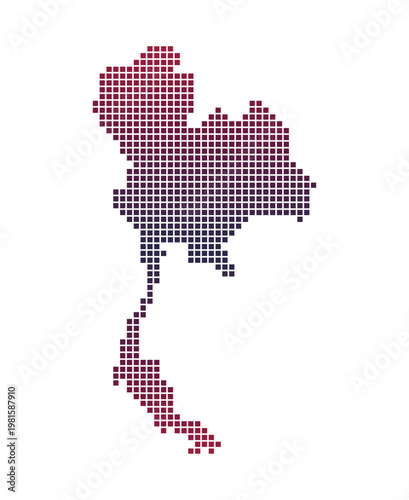 gradient pixel thailand map, thai map consisting of squares