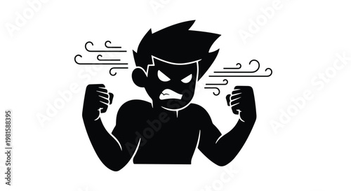 angry cartoon man with wind blowing on face