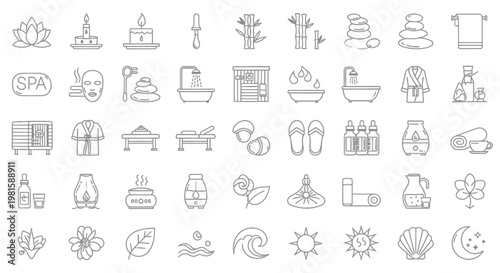 Various Spa and Wellness Icons.